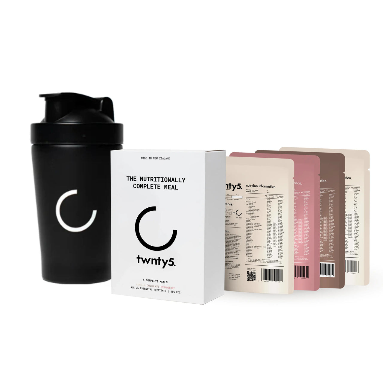 Starter Bundle | FREE Shaker & 4x Nutritionally Complete High Protein Meals | 26 Nutrients incl Magnesium, Iron, Vitamin D | Gluten, Soy & Dairy Free | Twnty5